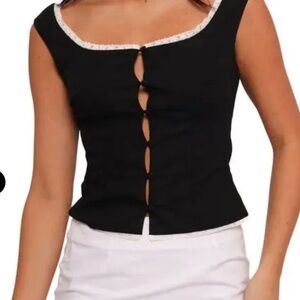 Petal + Pup Black Lace Button Tank